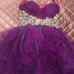 Short purple prom dress with bling